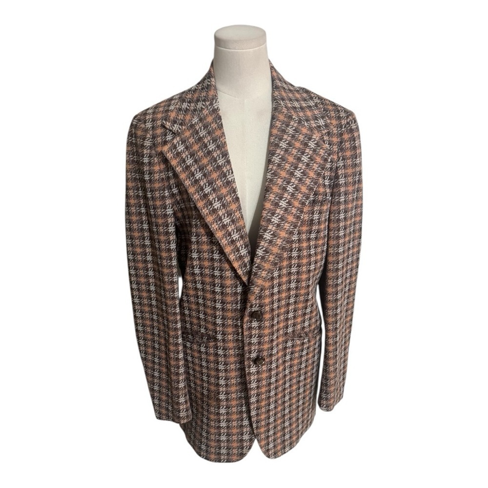 McGregor Vintage Men's Checkered Blazer Brown 40 Retro 70’s Preppy Unique VTG